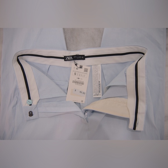 NWT Light Blue Turned Up Straight Leg Zara Pant - Picture 4 of 4